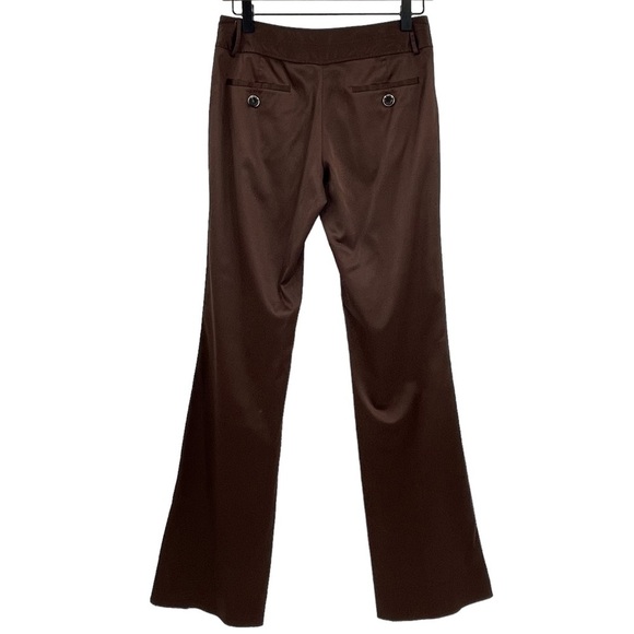 Vintage Y2K Low Rise Flare Leg Pants Dark Brown Satin Trousers Stretch | Size 1 - Picture 13 of 15